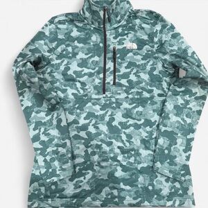 The North Face Teal Camo Half-Zip Jacket
